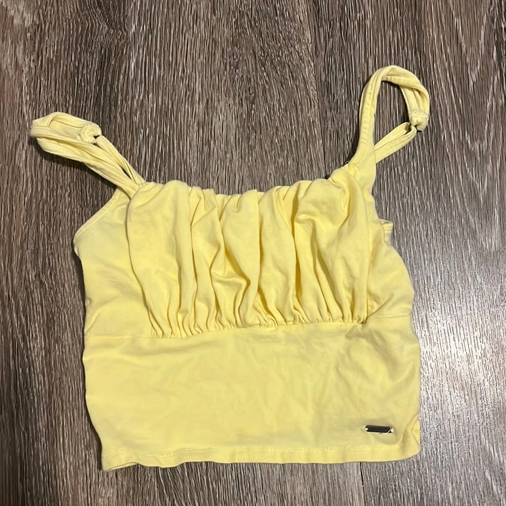Yellow Hollister Cropped Tank Top
